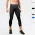 Men's Dry Fit Capri Workout Running Leggings Compression Shorts